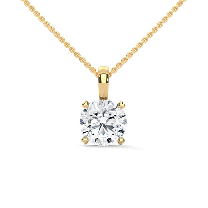 Round-Cut Diamond Pendant Necklace 2.00ct E-VS1 | 14K Gold | 16”&18” Chain