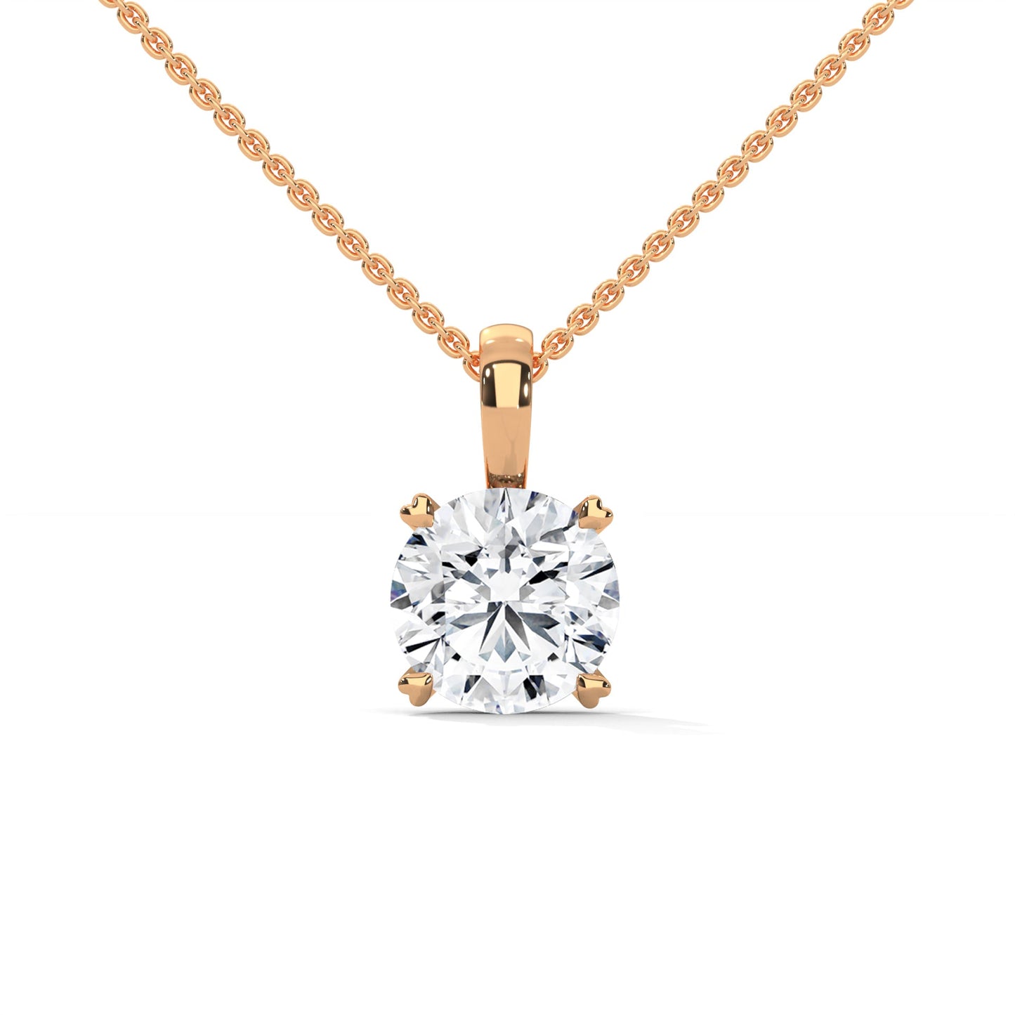 Round-Cut Diamond Pendant Necklace 2.00ct E-VS1 | 14K Gold | 16”&18” Chain