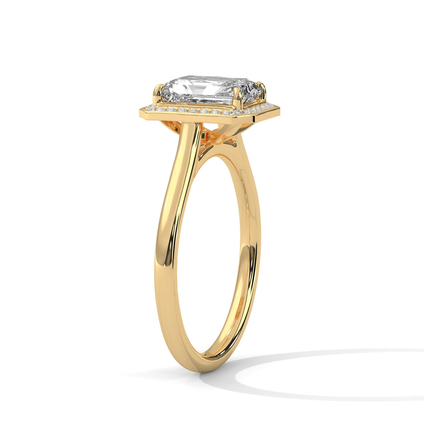 Ethereal 2.15 CTW Emerald-Cut Lab-Grown Diamond Halo Ring | E-VS1