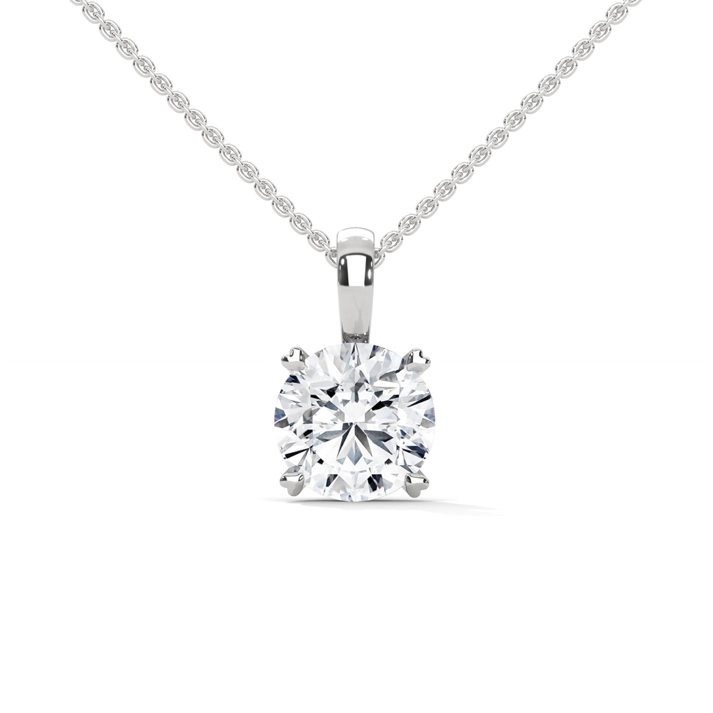 Round-Cut Diamond Pendant Necklace 2.00ct E-VS1 | 14K Gold | 16”&18” Chain