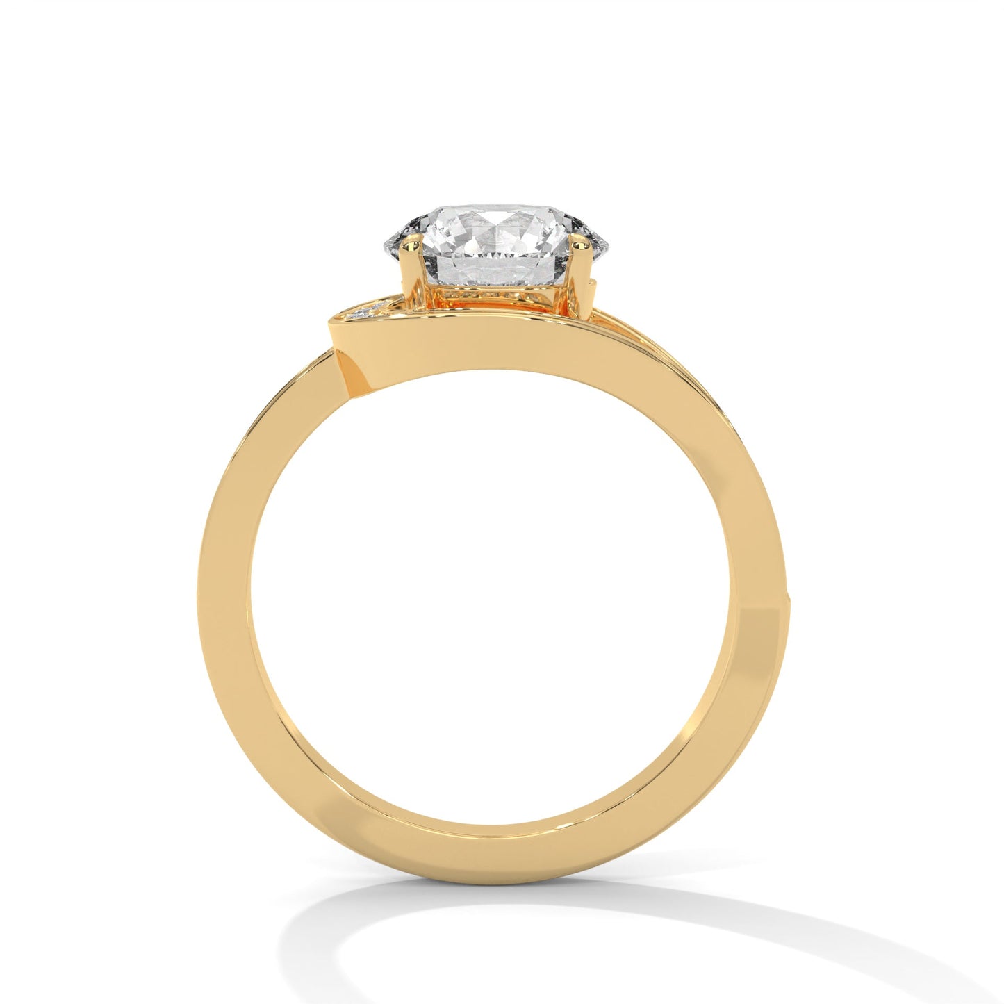 Celestia 2.72 CTW Round Diamond Halo Engagement Gold Ring