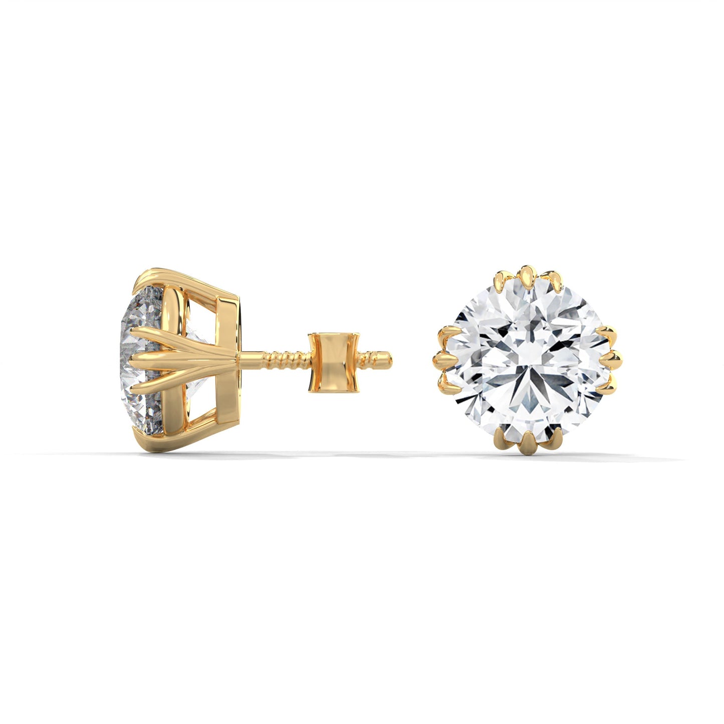 Exquisite Round-Cut Diamond Stud Earrings in 14K Gold | IGI Certified | 2-6 CTW