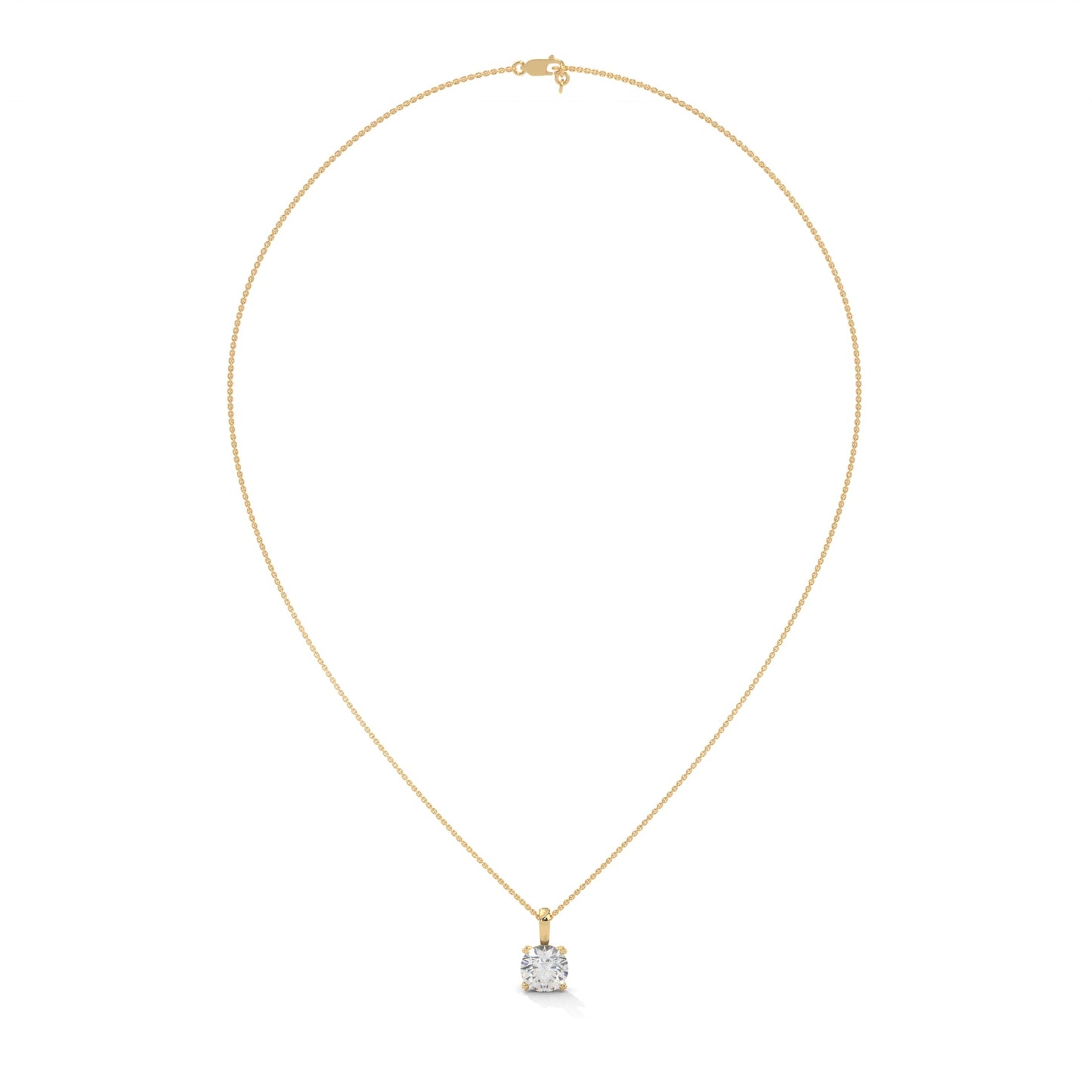 Round-Cut Diamond Pendant Necklace 2.00ct E-VS1 | 14K Gold | 16”&18” Chain