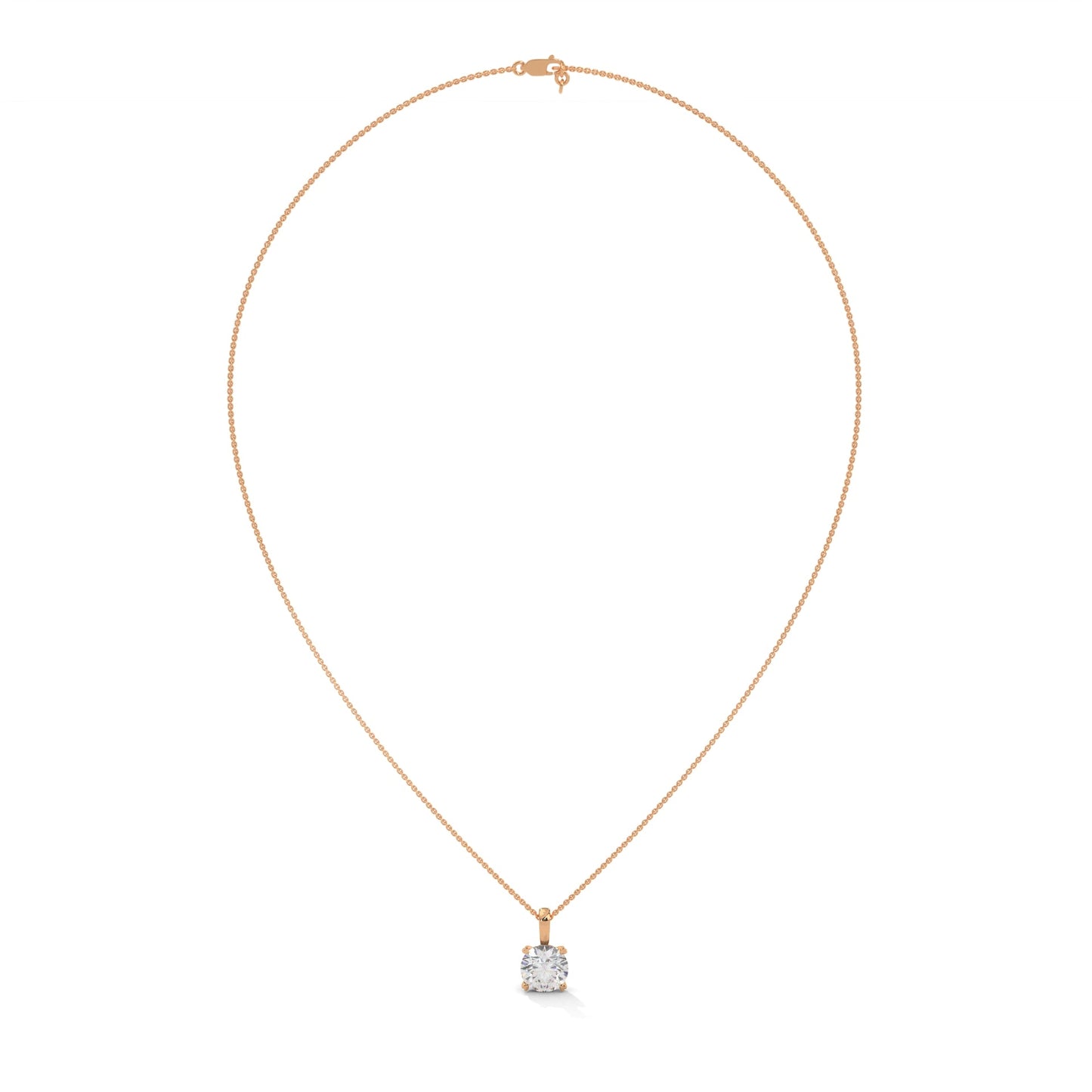 Round-Cut Diamond Pendant Necklace 2.00ct E-VS1 | 14K Gold | 16”&18” Chain