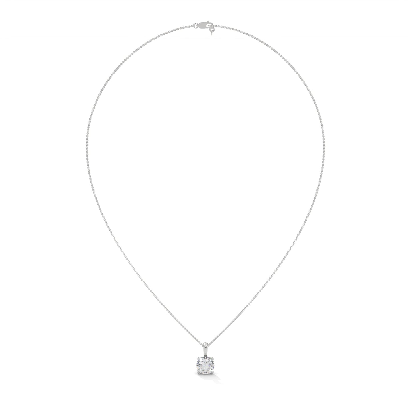 Round-Cut Diamond Pendant Necklace 2.00ct E-VS1 | 14K Gold | 16”&18” Chain