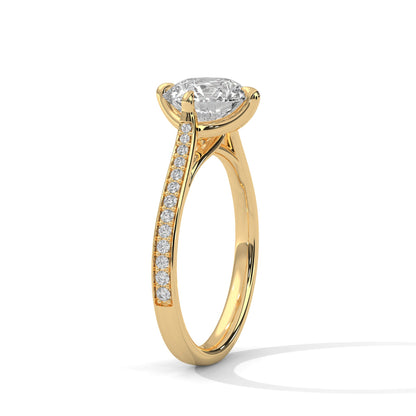 Ethereal Glow 1 CT Round-Cut Lab Grown Diamond Pave Ring | 1.18 CTW