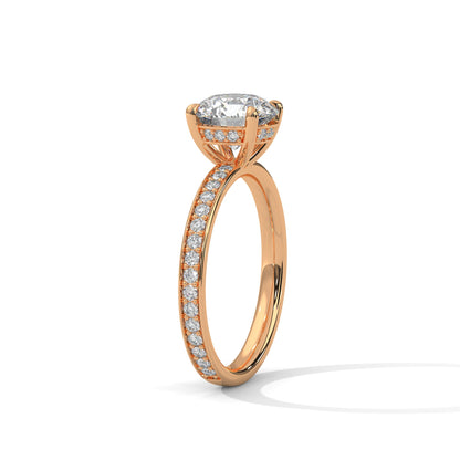 Lustrous Charm 1.5 CT Round-Cut Lab Grown Diamond Pave Ring | 1.96 CTW