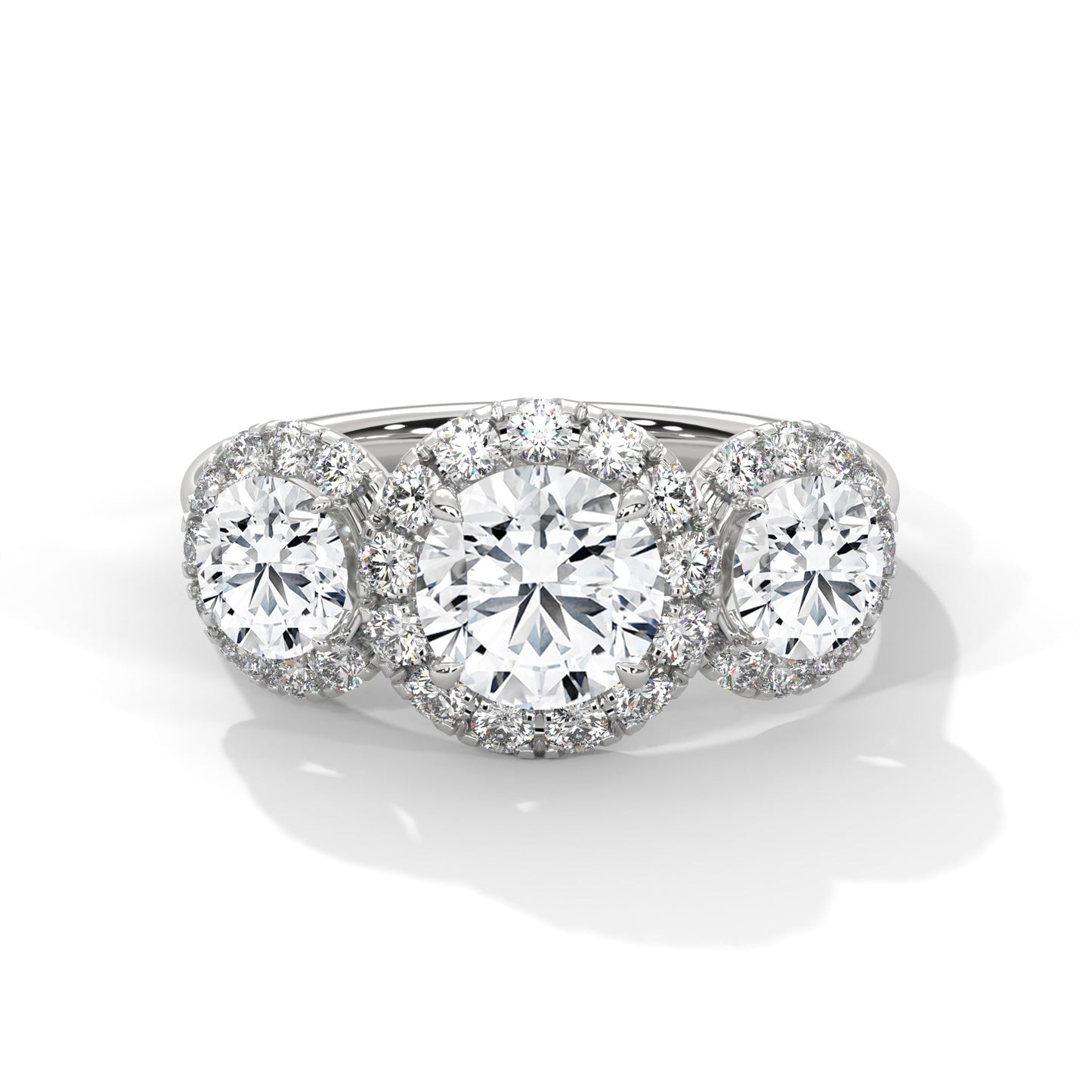 Trinity Radiance 3CT Round Lab-Grown Diamond Engagement Ring | 4.06 CTW