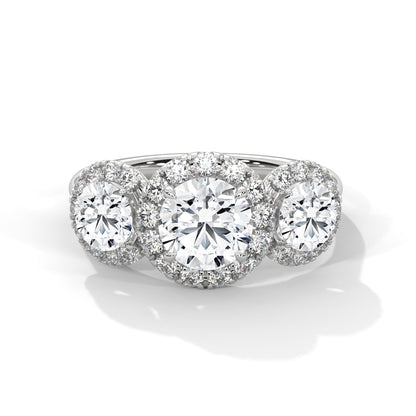 Trinity Radiance 3CT Round Lab-Grown Diamond Engagement Ring | 4.06 CTW