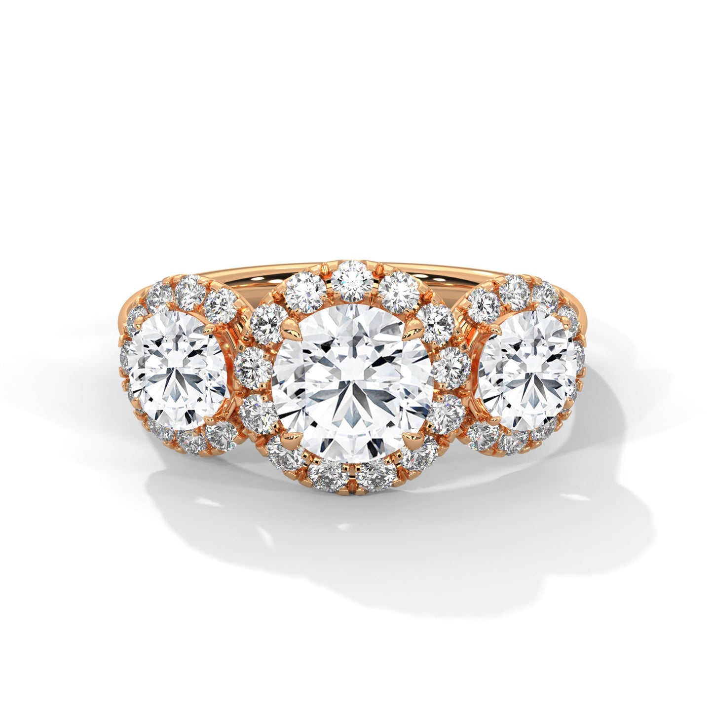 Trinity Radiance 3CT Round Lab-Grown Diamond Engagement Ring | 4.06 CTW