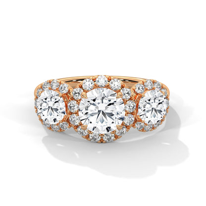 Trinity Radiance 3CT Round Lab-Grown Diamond Engagement Ring | 4.06 CTW