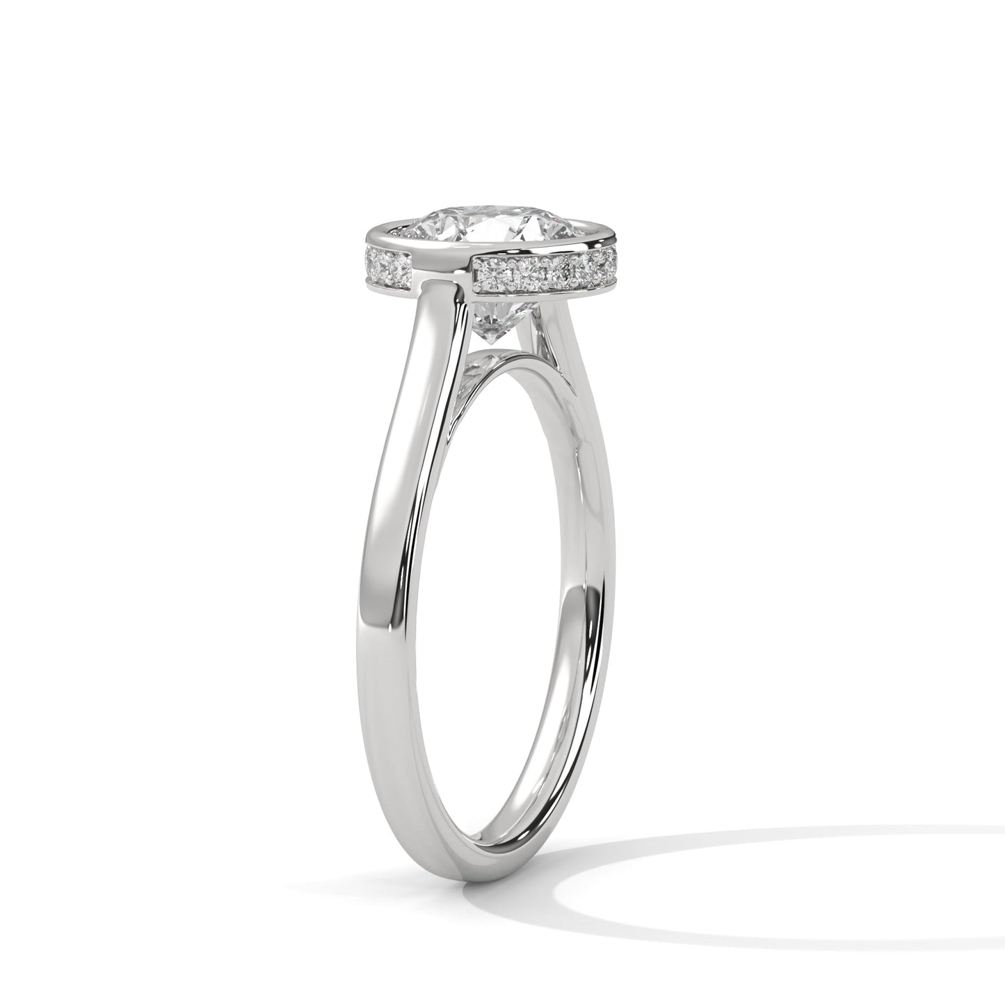 Modern Halo 1.5 CT Round-Cut Lab Grown Diamond Bezel Ring | 1.64 CTW