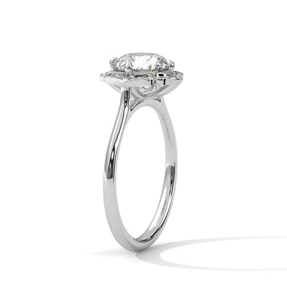 Regal Bloom 2.12 CTW Round-Cut Diamond Floral Halo Ring | E-VS1