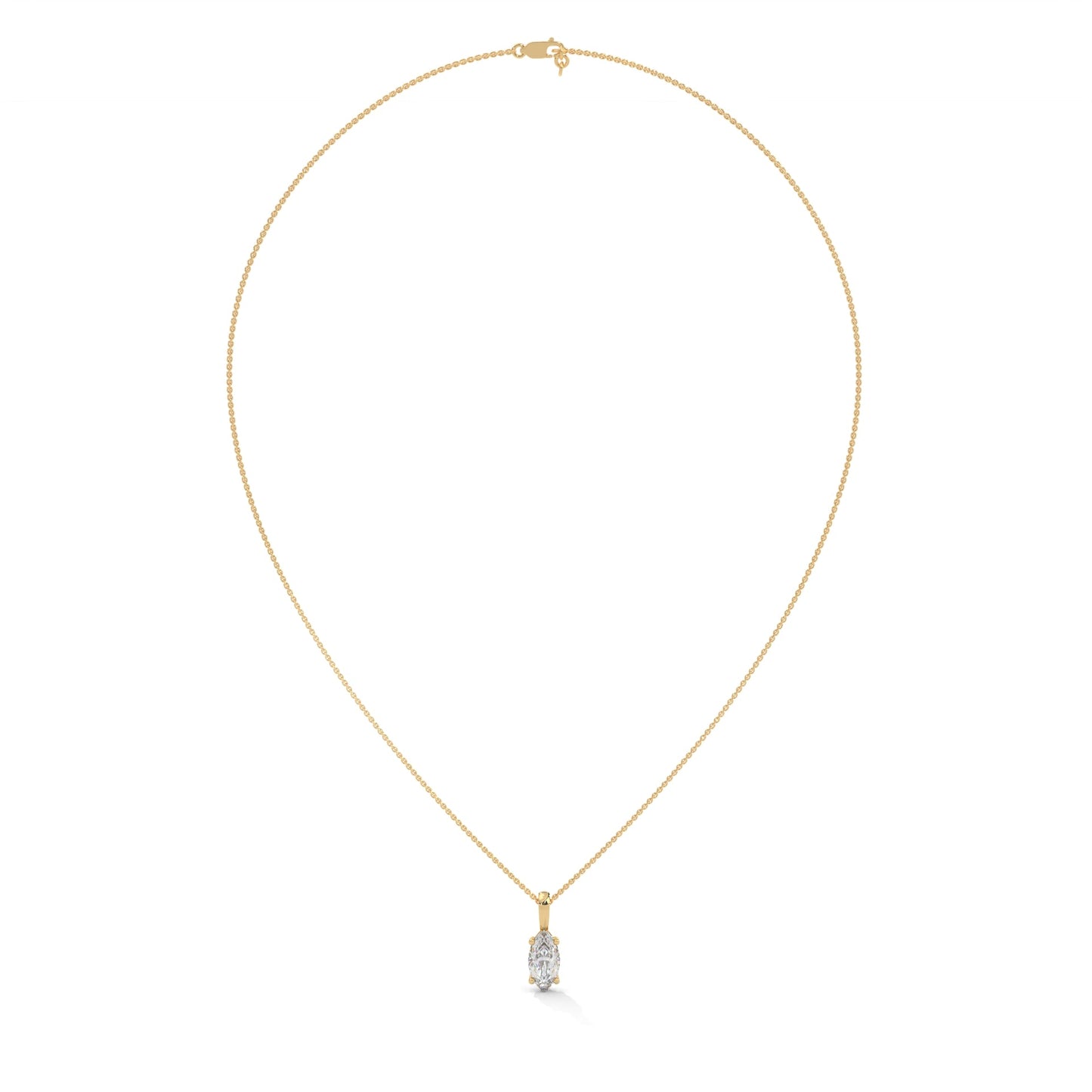 Ethereal Grace Marquise-Cut Diamond Pendant Necklace 1.25ct | 14K Gold |16”&18” Chain