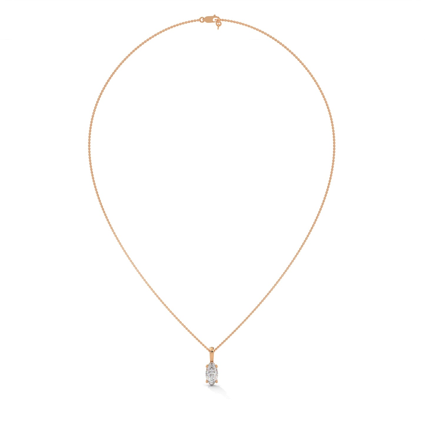 Ethereal Grace Marquise-Cut Diamond Pendant Necklace 1.25ct | 14K Gold |16”&18” Chain
