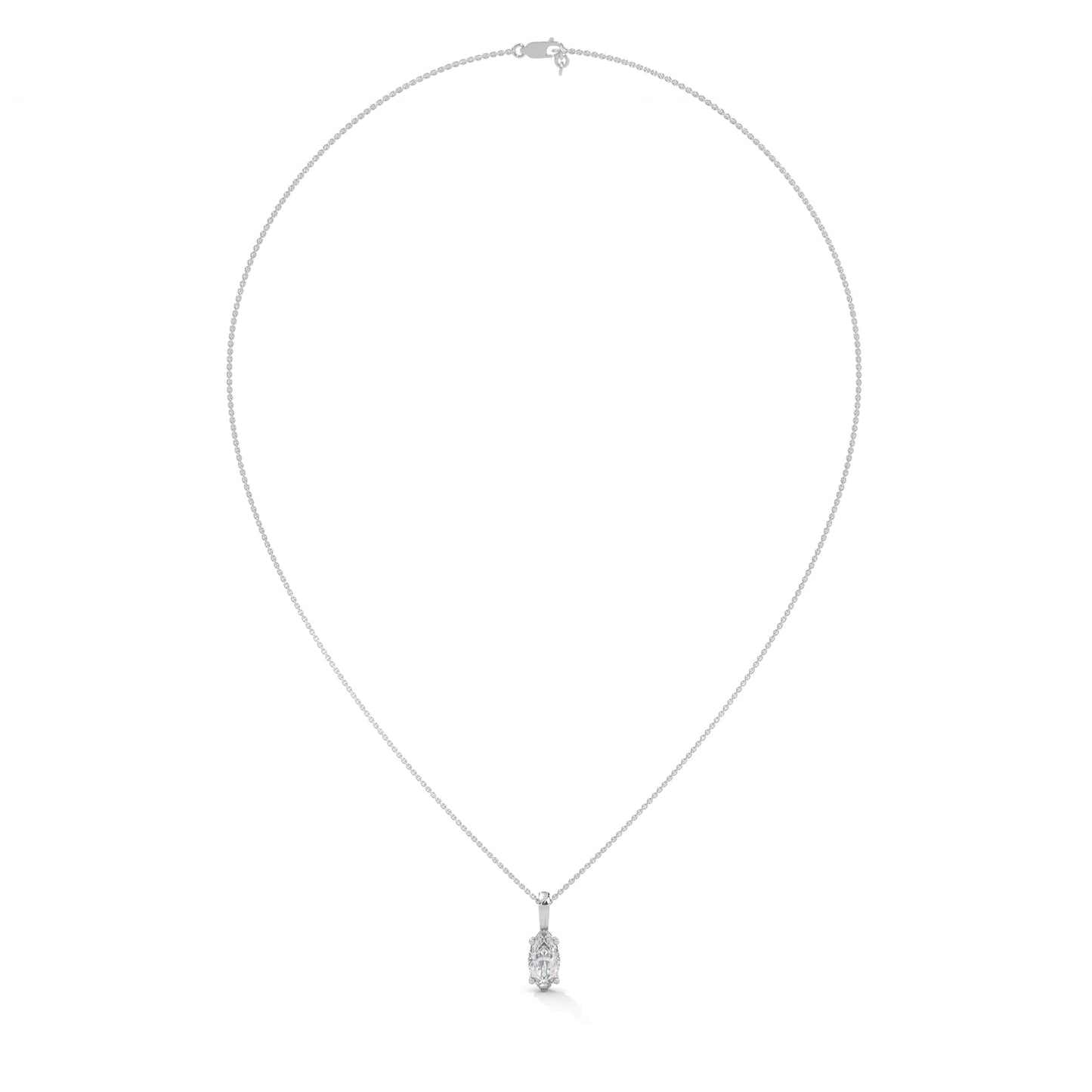Ethereal Grace Marquise-Cut Diamond Pendant Necklace 1.25ct | 14K Gold |16”&18” Chain
