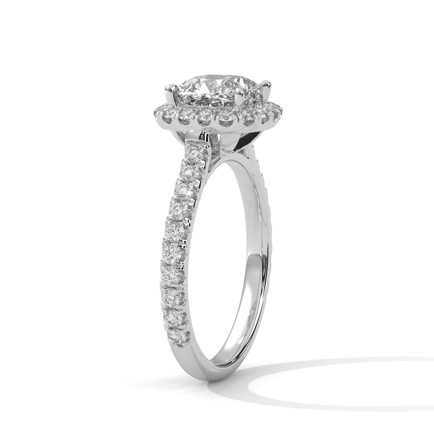 Lustrous Halo 2.61 CTW Cushion-Cut Diamond Engagement Ring | E-VVS2