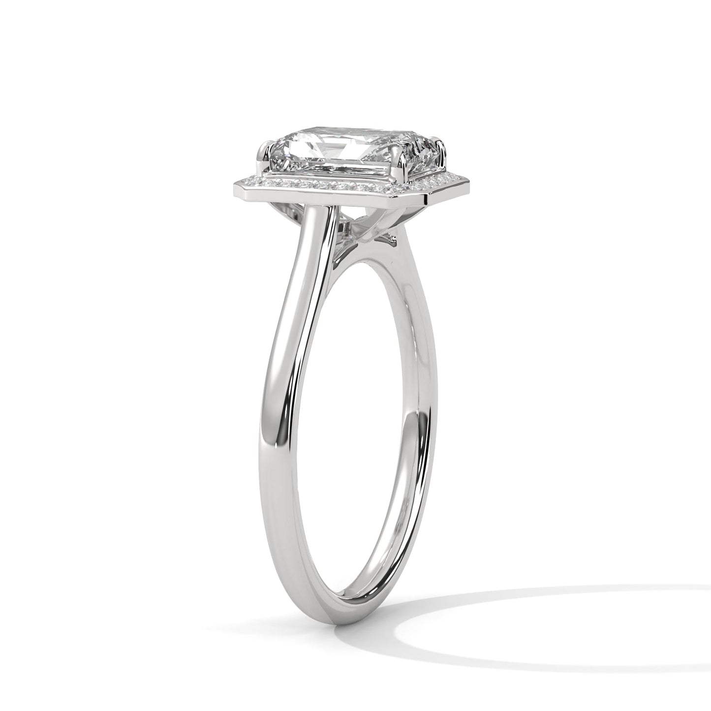 Ethereal 2.15 CTW Emerald-Cut Lab-Grown Diamond Halo Ring | E-VS1