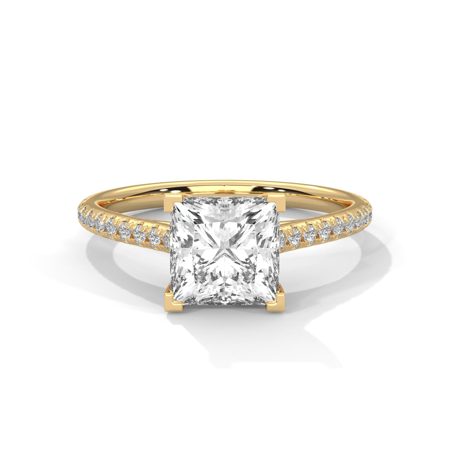 Vespera Glow 1.5 CT Princess-Cut Lab Grown Diamond Pave Ring | 1.72 CTW