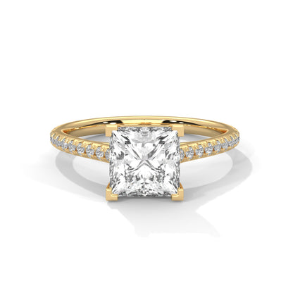 Vespera Glow 1.5 CT Princess-Cut Lab Grown Diamond Pave Ring | 1.72 CTW