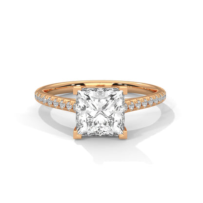 Vespera Glow 1.5 CT Princess-Cut Lab Grown Diamond Pave Ring | 1.72 CTW
