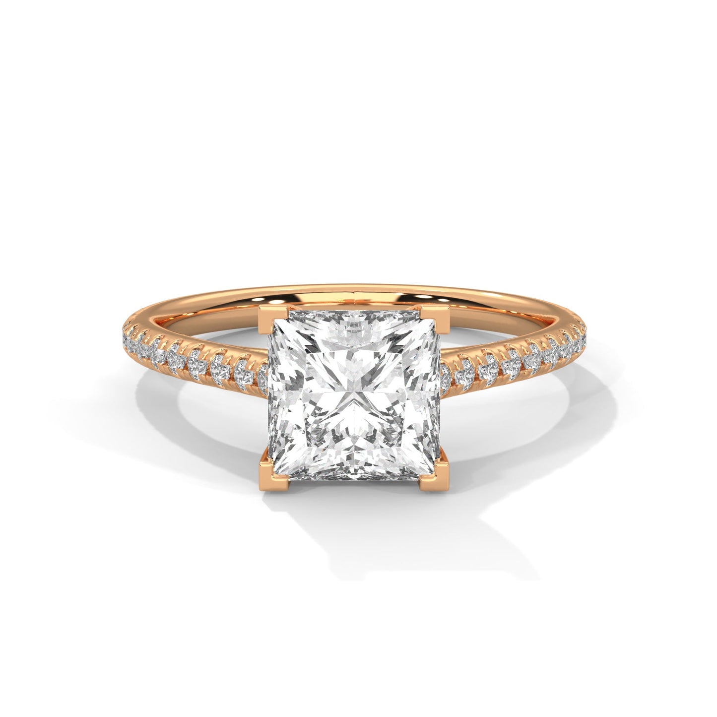 Sivella Charm 1 CT Princess-Cut Lab Grown Diamond Pave Ring | 1.22 CTW