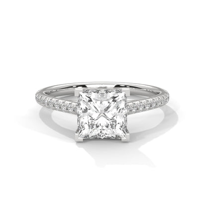 Vespera Glow 1.5 CT Princess-Cut Lab Grown Diamond Pave Ring | 1.72 CTW