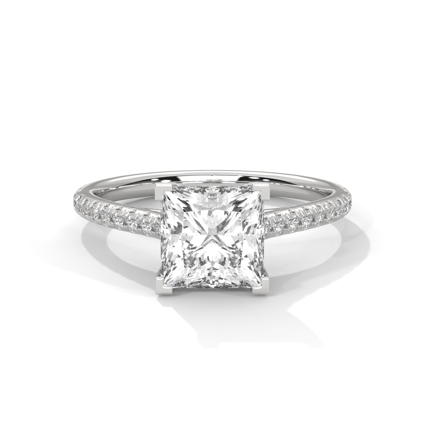 Sivella Charm 1 CT Princess-Cut Lab Grown Diamond Pave Ring | 1.22 CTW