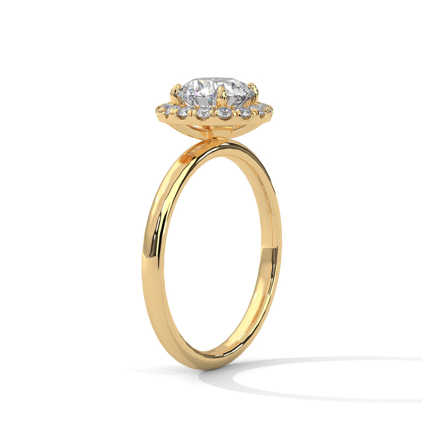 Halo Gold Ring with Lab-Created Diamond Round Shape |2 CTW F VS