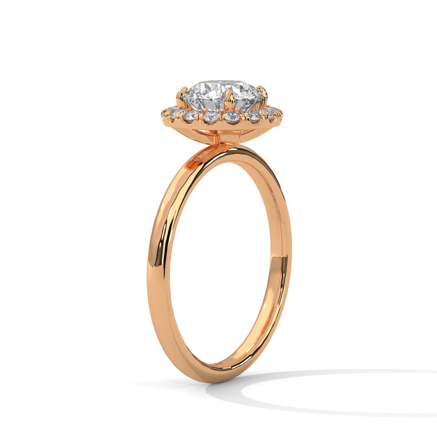 Halo Gold Ring with Lab-Created Diamond Round Shape |2 CTW F VS