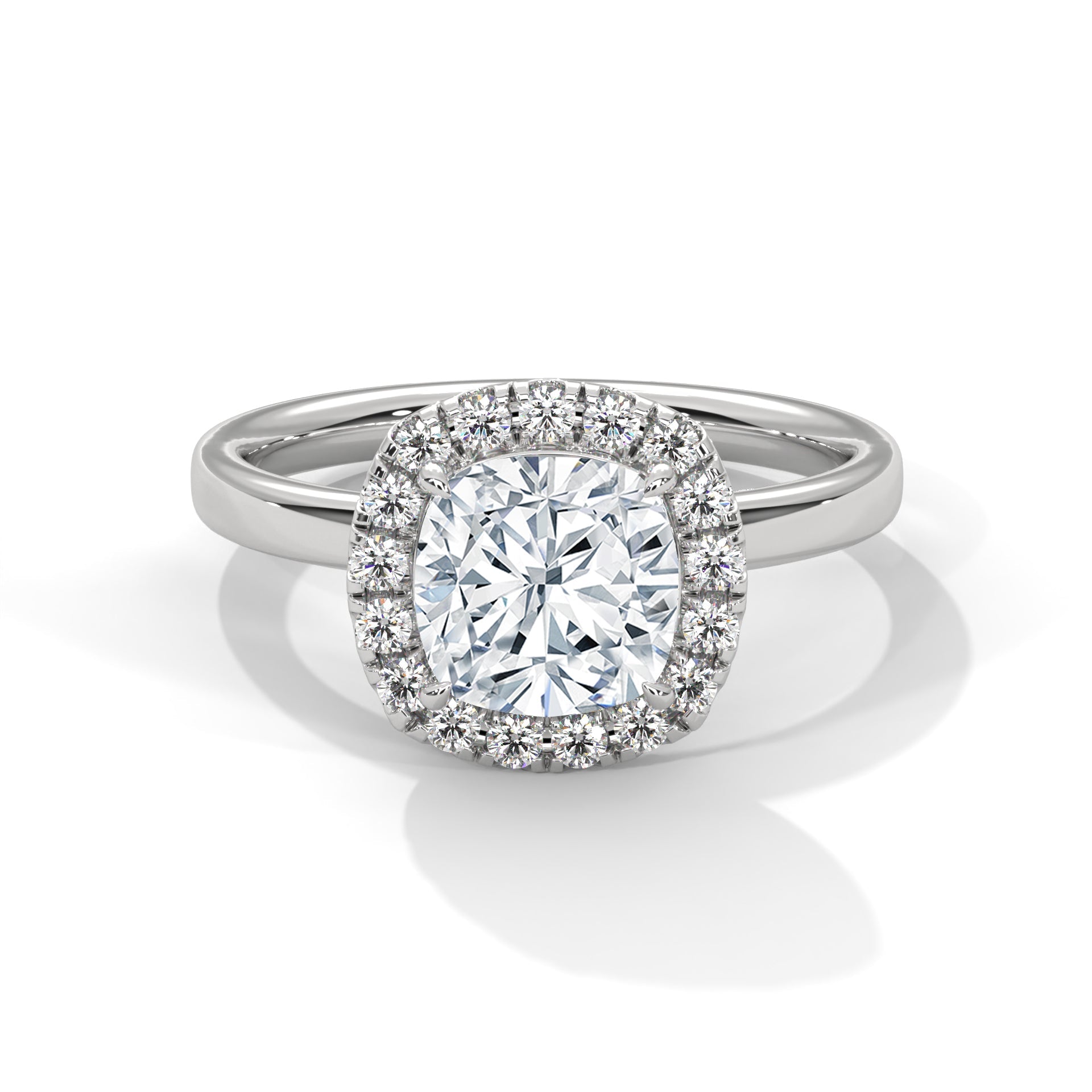 Halo Gold Ring with Lab-Created Diamond 2ct Cushion Shape (E VS1)