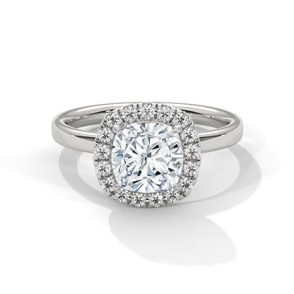 Halo Gold Ring with Lab-Created Diamond 2ct Cushion Shape (E VS1)