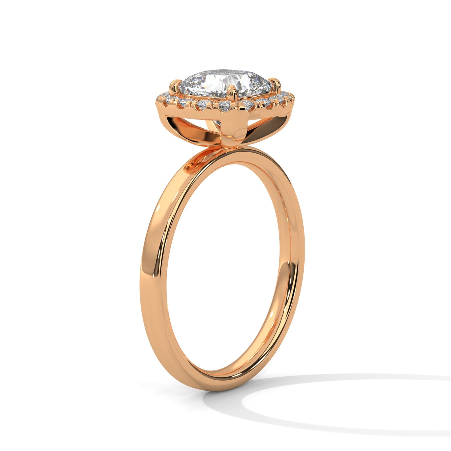 Halo Gold Ring with Lab-Created Diamond 2ct Cushion Shape (E VS1)
