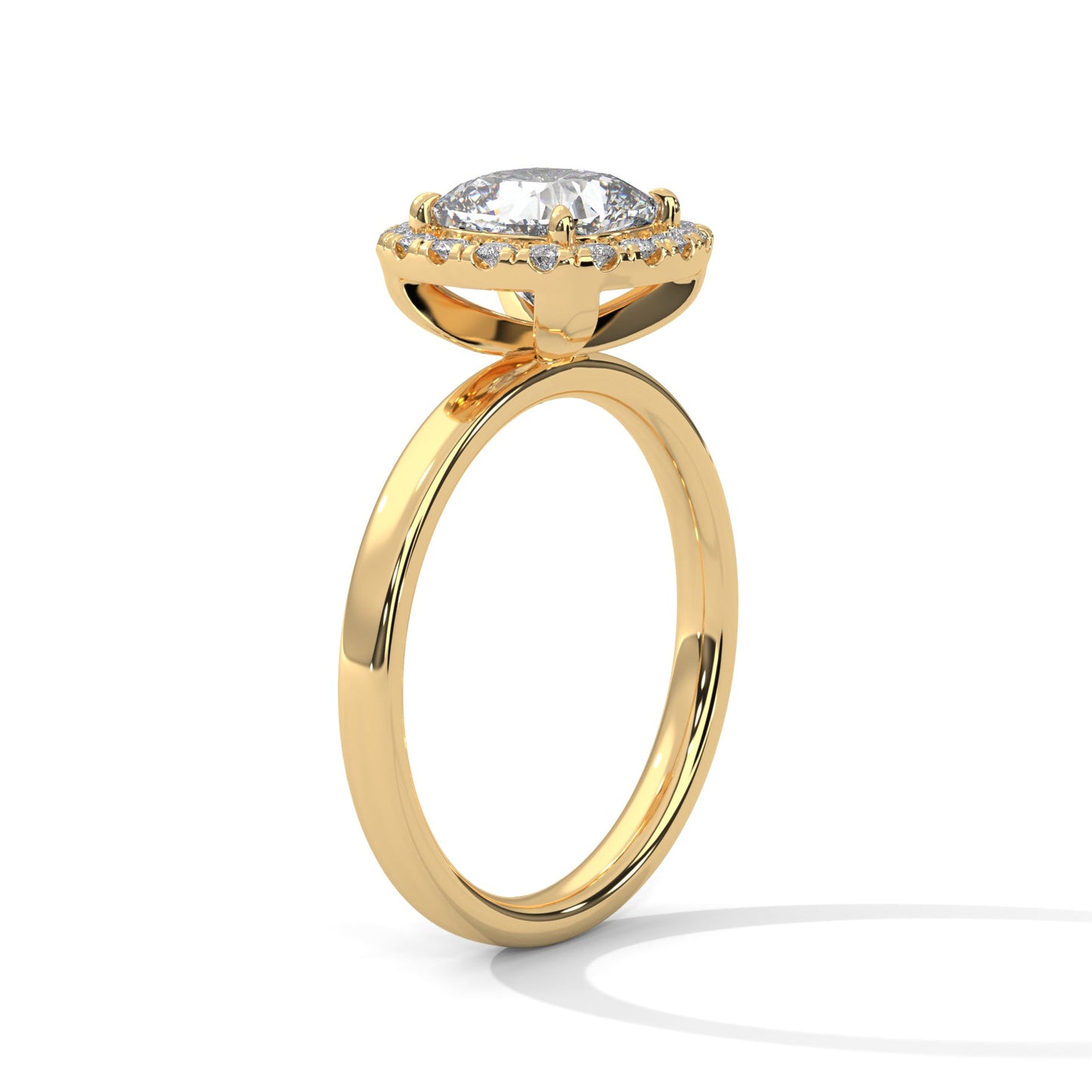 Halo Gold Ring with Lab-Created Diamond 2ct Cushion Shape (E VS1)