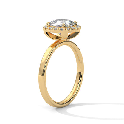 Halo Gold Ring with Lab-Created Diamond 2ct Cushion Shape (E VS1)