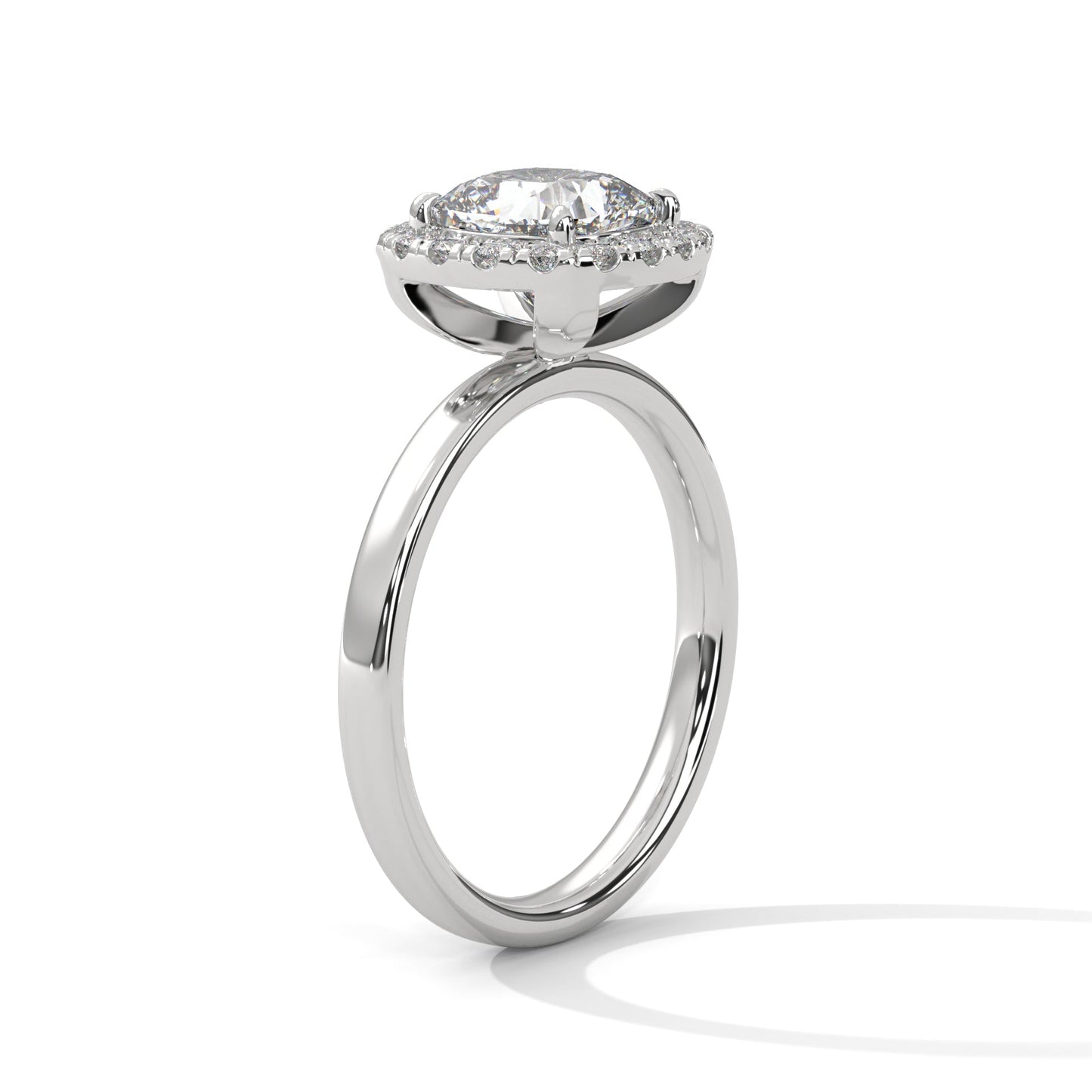Halo Gold Ring with Lab-Created Diamond 2ct Cushion Shape (E VS1)