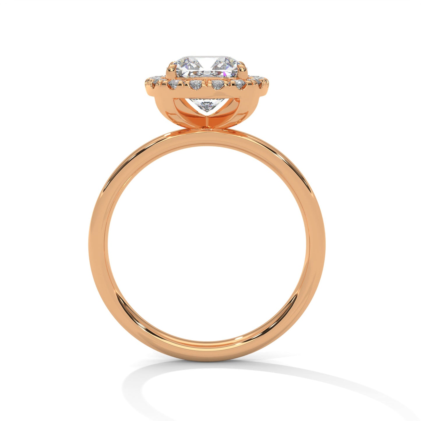 Halo Gold Ring with Lab-Created Diamond 2ct Cushion Shape (E VS1)