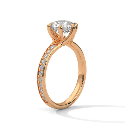 6-Prong Pave Engagement Ring with 2ct Round Brilliant Lab-Grown Diamond (F VS)