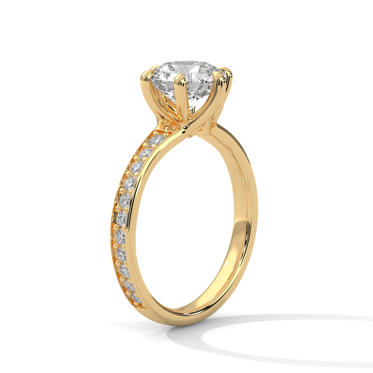 Solitaire 6-Prong Pave Ring with 3 CTW Round-Cut Lab Grown Diamond Ring | 3.43 CTW