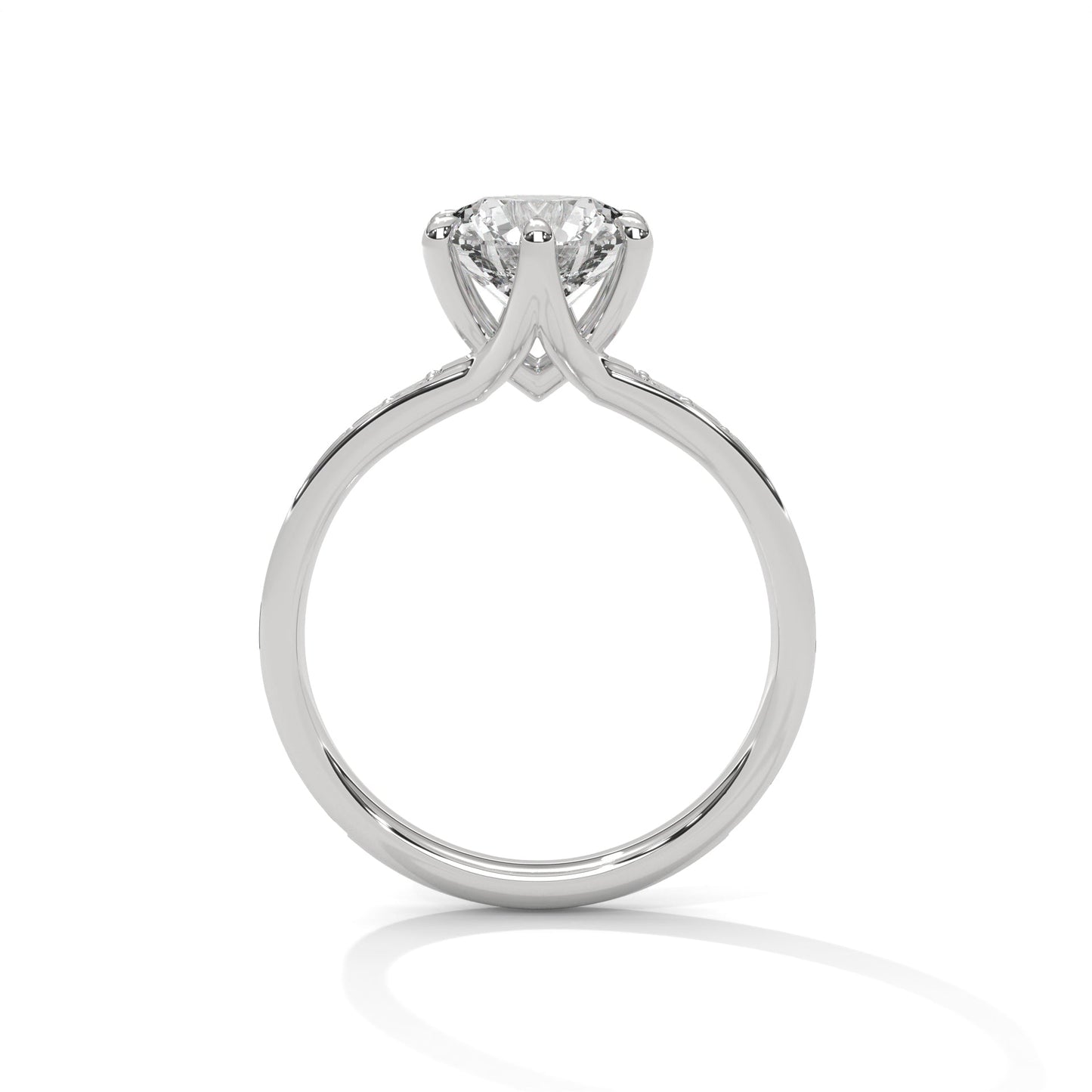6-Prong Pave Engagement Ring with 2ct Round Brilliant Lab-Grown Diamond (F VS)