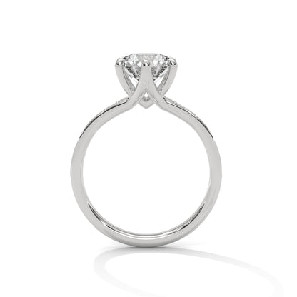 Six-Prong Pave Engagement Ring with 1.5ct Round Brilliant Lab-Grown Diamond (F VS1)