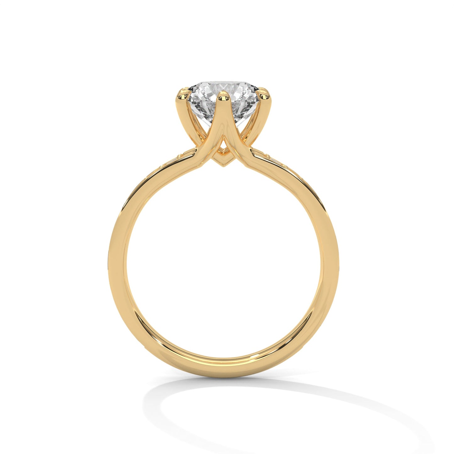 6-Prong Pave Engagement Ring with 2ct Round Brilliant Lab-Grown Diamond (F VS)
