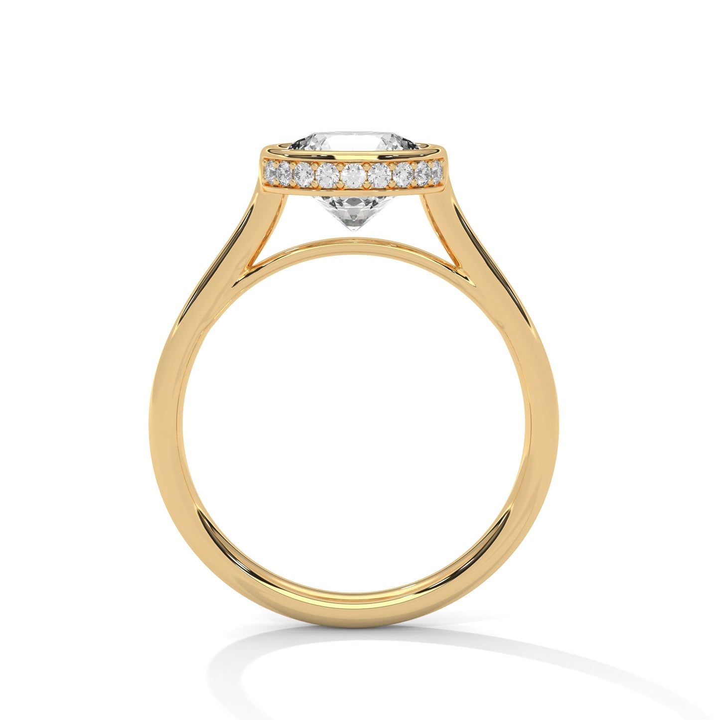 Modern Halo 1.5 CT Round-Cut Lab Grown Diamond Bezel Ring | 1.64 CTW