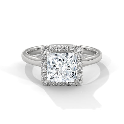 3 CT Halo Radiance Princess-Cut Lab Grown Diamond Ring | 3.20 CTW
