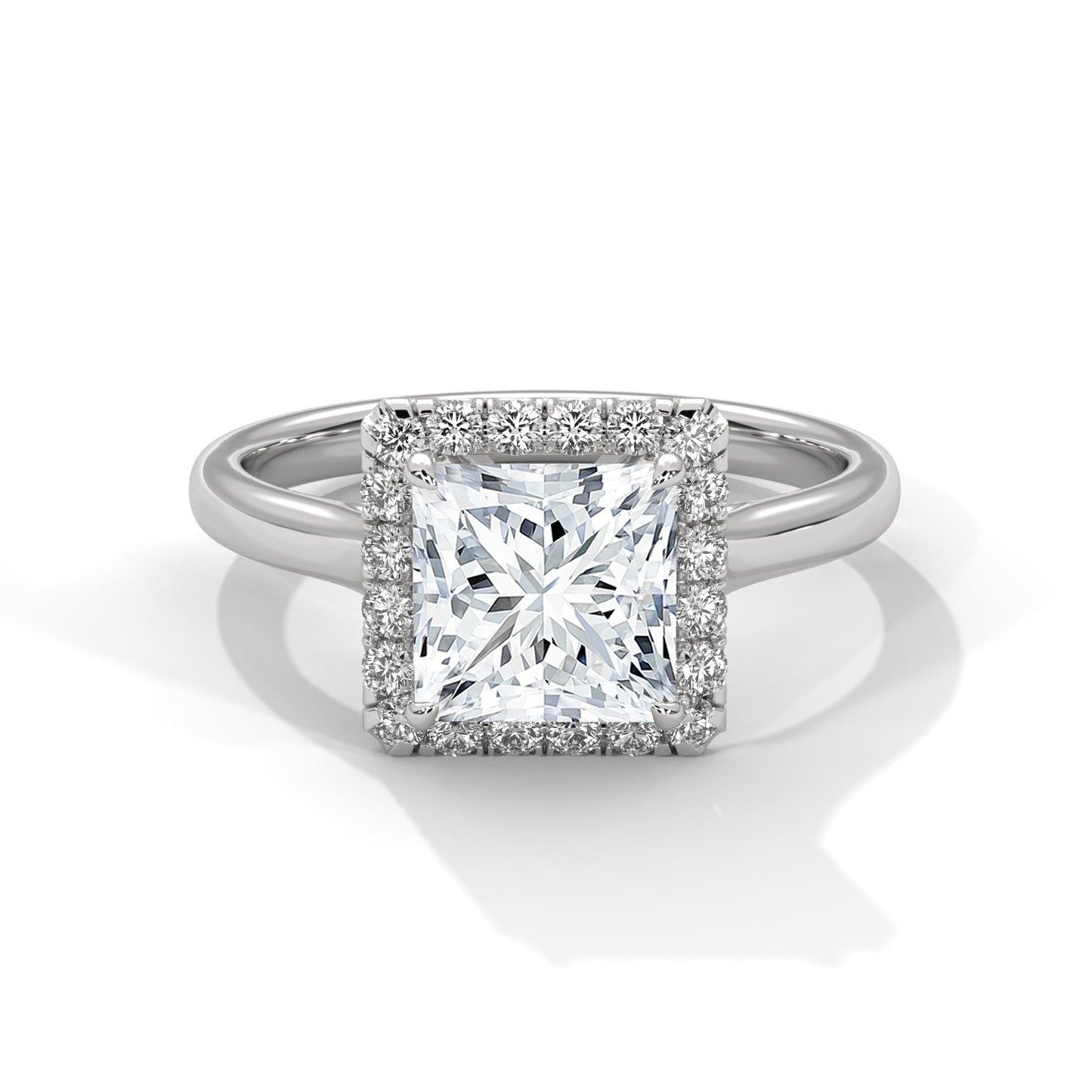 Stunning Princess-Cut Engagement Halo Ring with 2ct Lab-Grown Diamond (F VS)
