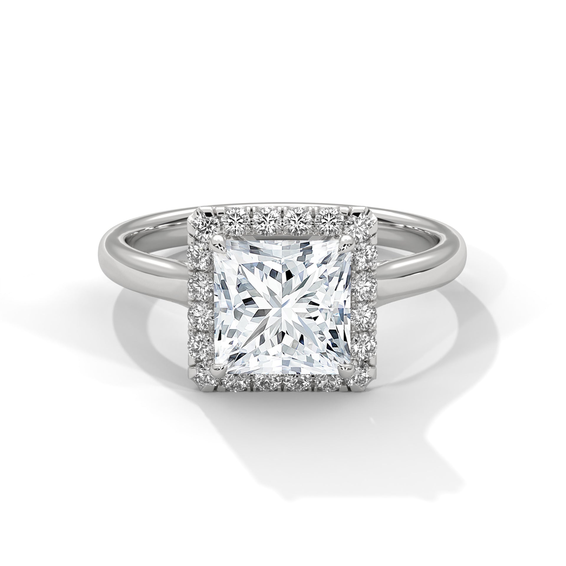 Stunning Princess-Cut Engagement Halo Ring with 2ct Lab-Grown Diamond (F VS)