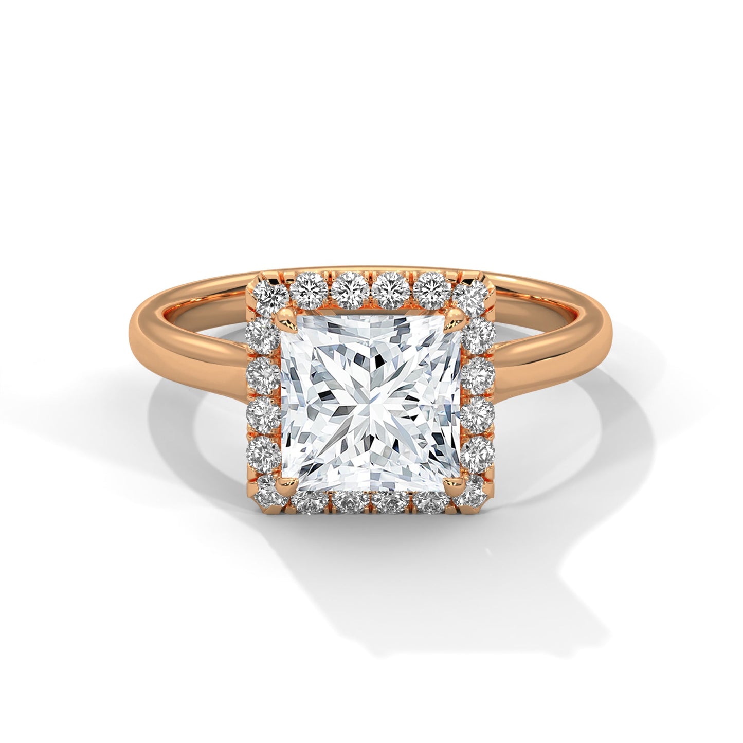 3 CT Halo Radiance Princess-Cut Lab Grown Diamond Ring | 3.20 CTW