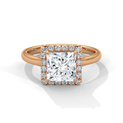 Stunning Princess-Cut Engagement Halo Ring with 2ct Lab-Grown Diamond (F VS)