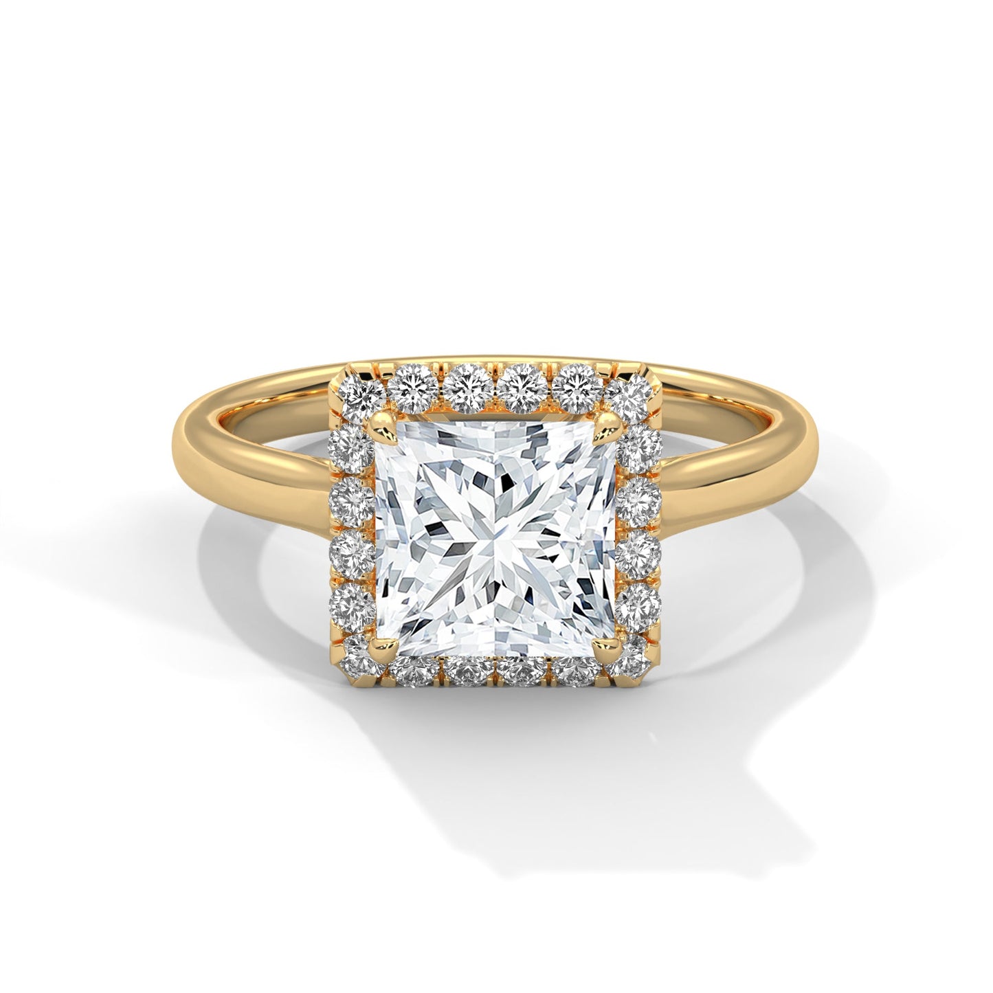 3 CT Halo Radiance Princess-Cut Lab Grown Diamond Ring | 3.20 CTW