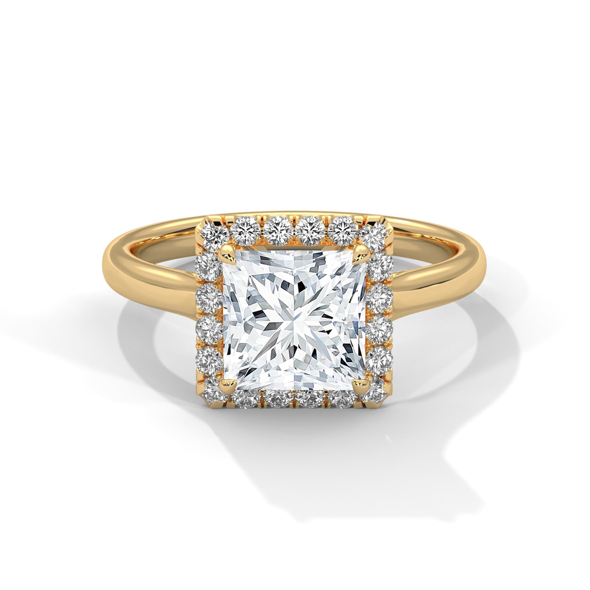 3 CT Halo Radiance Princess-Cut Lab Grown Diamond Ring | 3.20 CTW